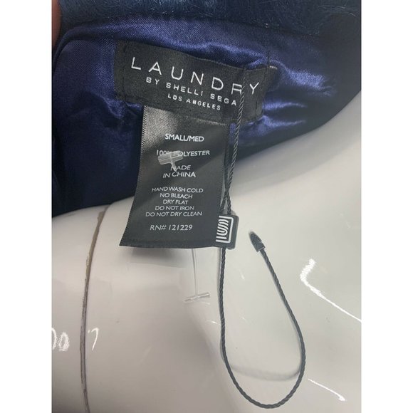 Laundry By Shelli Segal Women's S/M Blue Faux Fur Black Vest Lined Soft … - Picture 3 of 7